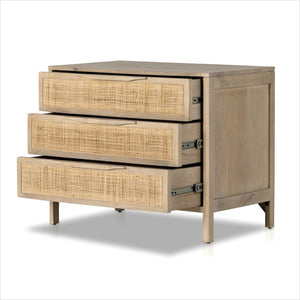 Palm nightstand 3 drawers open